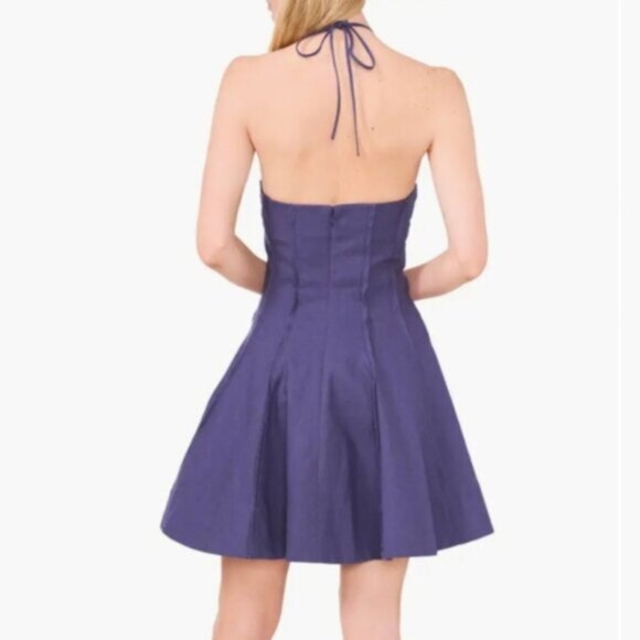 NWT Parker Berry Navy Halter neck Pleated Mini Dress - Picture 2 of 13